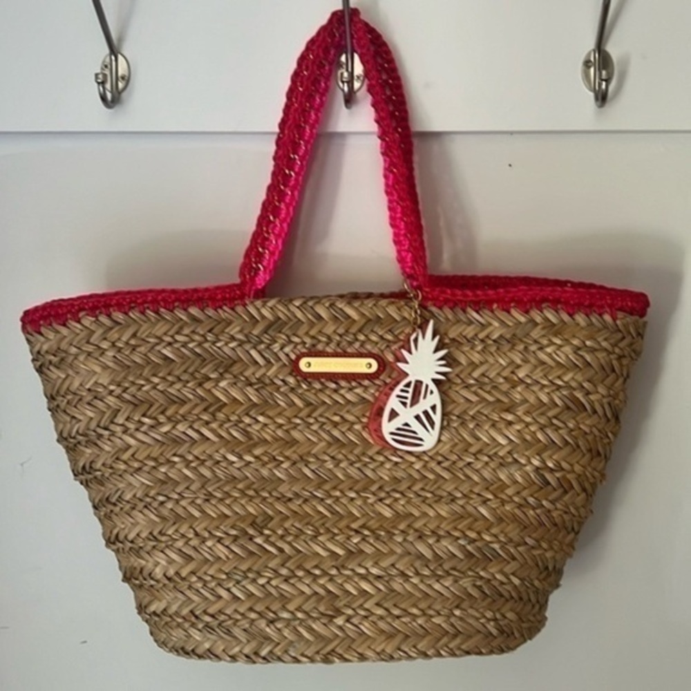 Juicy Couture Wicker Pink and Red Beach Bag